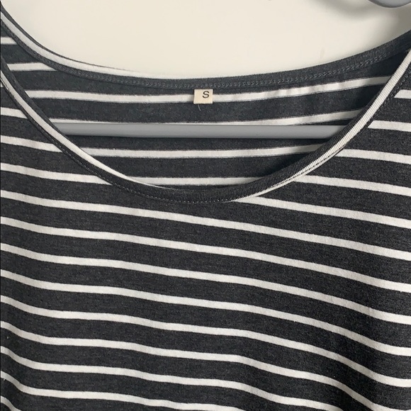 Maternity dress- White and Grey striped- Size S - Picture 2 of 3